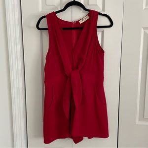 Red romper with pockets